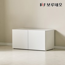 보루네오 뮤센 800 1단 낮은 거실장 깊은, 화이트화이트 MS06