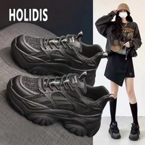 HOLIDIS 여성 봄/가을/겨울 통굽 운동화 기모 스니커즈 캐주얼 슈즈 어글리 슈즈 키높이 미끄럼방지 스니커즈 키높이운동화