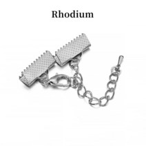 리본 가죽 코드 엔드 패스너 걸쇠 체인 포함 10 개/묶음 랍스터 커넥터 팔찌 Diy 쥬얼리 제작 결과, width 40mm, Rhodium