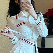 여름 새로운 여성 골프 의류 여성 골프 정장 패션 여름 디자인 화이트 짧은 셔츠 주름 짧은 치마 여성 학교 유니폼 투피스 세트