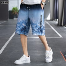 DFMEI 반바지 남성 패션 봄여름철 캐주얼 트레이닝 바지 낙서 비치 반바지 5부바지