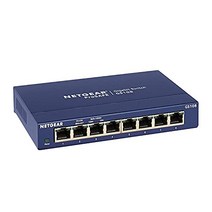 NETGEAR GS108GE LAN 스위치 8포트 네트워크 스위치(플러그 앤 플레이 기가비트 스위치 LAN 분배기 LAN 분배기 이더넷 허브 팬리스 금속 하우징 ProSAFE 평생 보증) 파란색 -13661