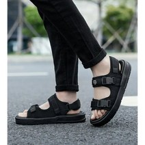 빅 사이즈 신제품 남성 샌들 미끄럼 방지 여름 슬리퍼 아웃도어 비치 캐주얼 신발, Black+36