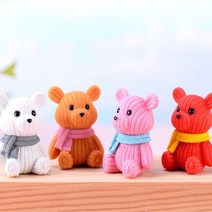 머플러 곰돌이 장식 인테리어 소품 곰인형 테디 베어 뜨개질, 레드