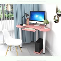 코너 컴퓨터 책상 삼각 데스크 아크 L 자형 1인용책상 테이블, 핑크 화이트