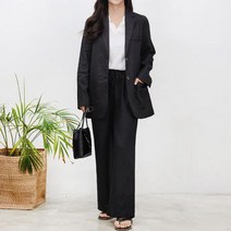 여자 린넨 자켓 긴바지 세트 여성 자켓 마이 슬랙스:No13308ea