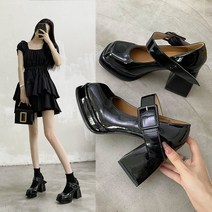Ogfaour메리제인 굽높이 빈티지 봄가을 미니슈즈 스트랩 통굽 스퀘어 단화B23380
