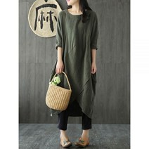 피로연원피스 결혼식하객룩 캐주얼 빈티지 긴 소매 밑단 미디 드레스 여성용 여유있는 단색 봄 파티