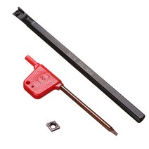 S07K-SCLCR06 보링 바 + CCMT0602 초경 인서트 + 주요 CNC 선반 도구, 125mm, 블랙 레드, 금속