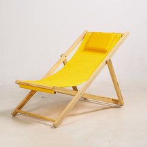 접이식 팬션 카페 캠핑 비치 베란다 원목 의자 썬베드, 베개와 비치 의자 노란색 천, 상세페이지 참조
