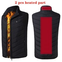 전기 난방 조끼 가열 자켓 남자 여성 usb 바디 워머 의류 Veste 발열조끼, [01] 2 Areas Heat Black