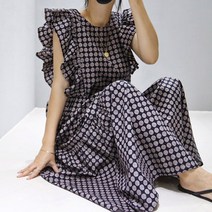 퀸앤조이 프릴 프린트 롱롱 원피스