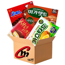 cm전용 박스 16번 대용량 파이 4종 모음 (오리온초코파이 1개+롯데카스타드 1개+마가렛트구운모카 1개+오예스 1개), 1세트
