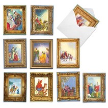 The Best Card Company - 종교적인 크리스마스 노트 카드 10장 (10.2 x 13.9cm(4 x 5.12인치)) - 박스형 천사 인사말 카드 다양한 세트 (호일, We Three Kings