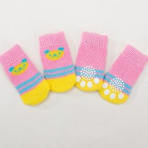 강아지신발 안벗겨지는강아지신발소형견 강아지양말 반려견신발 강아지신발크록스 애견털부츠개 겨울 신발 미끄럼 방지 니트 양말 작은 애완 동물 고양이 신발 치와와 신발 두꺼운 따뜻한, S, 협력사, 핑크 베어