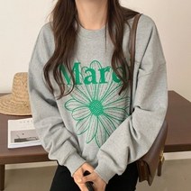 mardi 꽃 프린팅 루즈핏 맨투맨
