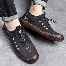 남성 캐주얼 가죽 비치슈즈 미끄럼 방지 샌들 발볼넓은 쿠션구두샌들