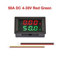 검류계 전류계 전류측정기 DC 4-30V 10A 50A 100A LED 디지털 전압계 자동차 Motocycle 전압 전류 측정기 볼트 감지기 테스터 모니터 패널, China, 50A Red Green