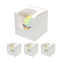 qiqee 할로윈용품 소품 할로윈 컵케이크 상자 개별 60개 자동팝업 3.5 x 할로윈을 위한 로즈 싱글 캐리어 용기 349161, White, 3.5inch-60pcs