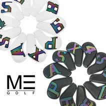 MEGOLF 아이언 헤드 커버 세트 클럽 보호 가죽 니트 애나멜 홀로그램, 4.홀로그램 아이언 커버 블랙