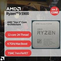 AMD Ryzen 9 5900 R9 3.0 GHz 12 코어 24 스레드 CPU 프로세서 7NM L3 64M 100-000000062 소켓 AM4 쿨러 미포함