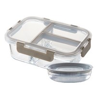 락앤락 내열 유리 나눔 밀폐용기 [+가쯔 용기] 냉동 밥 보관 용기 전자레인지 반찬통 칸칸이 직사각 용기, 3칸 1040ml +가쯔