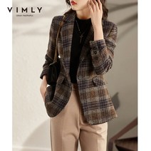 vimly winter plaid coats and jackets women 2020 패션 새 옷깃 주머니 오버코트 우아한 여성 블레이저 모직 코트 f8623