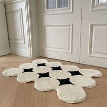 다이아몬드 패턴 러그 베이지 블랙 모던 테이블 매트