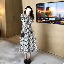 봄 여름 쉬폰 롱 원피스 예쁜 샤랄라 플라워132916 2022 새로운 봄 여성 바닥 긴 치마 프랑스 기질 하이 엔드 v 넥 쉬폰 꽃 드레스