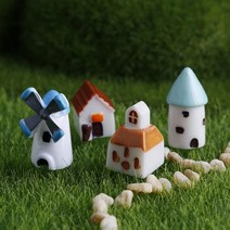 프로사부작 유럽하우스4개 세트 미니어처 홈가드닝 화분소품 테라리움 선반 장식 화분꾸미기 미니소품, 유럽하우스4개세트