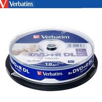 버바팀 더블레이어 DVD R DL 프린터블 10P Cake 8배속 8.5GB 10장 공미디어