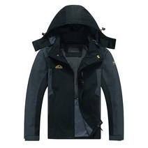 Spmor 남성용 아웃도어 스포츠 후드 방풍 재킷 방수 우비 블랙., X-Large