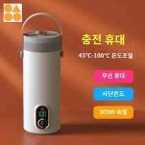 물 주전자 전기 보일러 제어 여행 충전식 전기포트 온도 자동차 휴대용 컵 무선 끓는 열, 충전물컵-화이트