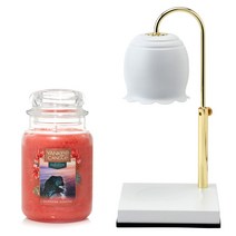 에인디 국내제작 타이머 높이조절 불빛조절 캔들워머+양키캔들 라지자 세트, 화이트, 클리프사이드썬라이즈