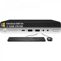 HP EliteDesk 800 G4 인텔 헥사 코어 i78700T 32GB RAM 1TB SSD UHD 그래픽 키보드 마우스 타입 C 디스플레이 포트 미니 타이니 비즈니스 데스크탑, 32GB 1TB SSD HP 스토어 방문하