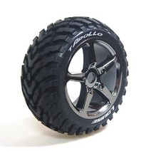LOUISE RC L-T3252BC T-APOLLO 1/8 Truggy Tire SPORT/Black Chrom Spoke Rim / 0 Offset Mounted (반대분 본딩완료)