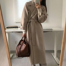 트렌드 모델한혜진 코트 여자가을코트 부드러운 모직코트 루즈핏 막스마라스탈 오피스룩