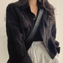 데이데이D 여성 루즈핏 골덴 코듀로이 숏 남방 크롭 셔츠