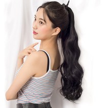 가발위드 웨이브 무광 끈 묶음형 포니테일 다나, 1개, 네츄럴블랙60cm