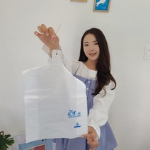 이동백비닐 쇼핑비닐백 배달 마트 이불 도시락 검정 손잡이 비닐 봉투 봉지, 마트비닐봉투, 1호29*33(500), 연청