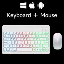 키보드트레이 무선 블루투스 키보드 및 마우스 안드로이드 iOS 윈도우 백라이트 화웨이 샤오미 애플 휴대폰 태블릿, 없음, 없음, 33.white and mouse - English