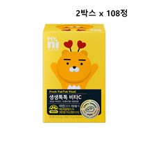 일동제약 비타민C 정 츄어블 천연 자연 유래 아스코르빈산 어린이 성인 키즈 청소년 추천 카카오 캐릭터 정품 대용량 씹어먹는 캔디 레몬맛 개별포장 비타민b6 식약처 식약청 해썹 인증, 2박스, 민쓰네가게 1박스당 108정