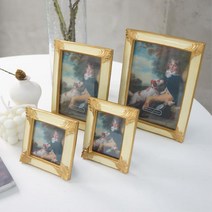 빈티지한 골드프레임 사각 탁상용액자 네컷사진액자 청첩장보관 액자틀, 4 X 6
