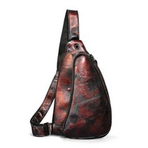 파우치 슬링백 크로스백 웨이스트백 허리가방 남자 가죽 캐주얼 힙색 가슴 디자인 한 숄더 Crossbody 가방 남성 9976-d, 와인