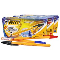 빅볼 오렌지화인 볼펜 0.7mm 12입 검정, 50개