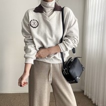 에이치스 배색 카라넥 로고자수 피케맨투맨