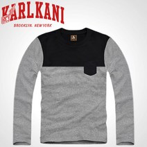 고급 덤블가공 순면30수 라운드넥 배색 긴팔 포켓 디테일 (M-3XL)