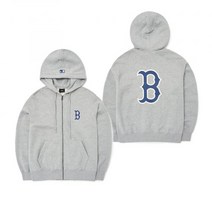 MLB 베이직 빅로고 기모 후드집업 B (Melange Grey)
