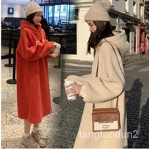TANC 여성 양털 뽀글이 롱후드티 원피스 롱원피스 빅사이즈