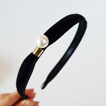 앙증 진주 벨벳 얇은 머리띠 헤어밴드